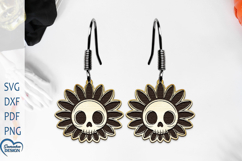 Earrings Laser Cut. Cute Flower Skeleton. Halloween Earrings Product Image 1