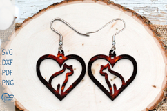 Cute Heart Cat Earrings Laser Cut. Laser Cut earrings SVG. Product Image 1