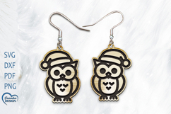 Christmas Earrings Laser Cut. Christmas owl Laser Cut. Product Image 1