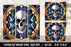 Halloween Skull Stained Glass Tumbler Sublimation Design Product Image 1