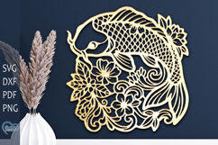 Home Decor Lazer Cut File. Koi Fish SVG. Wall Decor SVG.. Product Image 1