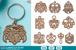 Fathers Day Laser Cut Bundle. Keychain Laser Cut. Dad SVG. Product Image 2