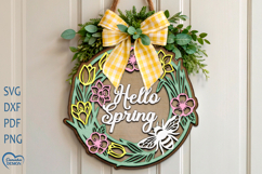 Spring door hanger Laser Cut. Welcome Door Sign SVG. Product Image 1
