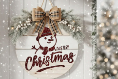 Christmas door hanger Laser Cut. Welcome Door Sign SVG. Product Image 1