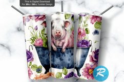 Sunflower Design,Tumbler,20oz Tumbler,20oz Skinny Tumbler,Drinkware,Travel Mug,Gift Ideas,Gifts For Her,Farm Wrap Design,Seamless Design,Watercolor,Pig,Roses,PNG,Sublimation,Tumbler wrap,Digital file,Tumbler,Sublimation design,Download,Straight template,C