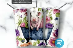 Sunflower Design,Tumbler,20oz Tumbler,20oz Skinny Tumbler,Drinkware,Travel Mug,Gift Ideas,Gifts For Her,Farm Wrap Design,Seamless Design,Watercolor,Pig,Roses,PNG,Sublimation,Tumbler wrap,Digital file,Tumbler,Sublimation design,Download,Straight template,C