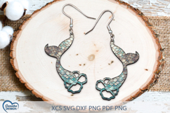Mermaid Earrings Laser Cut. Mermaid tail Laser Cut. Product Image 1