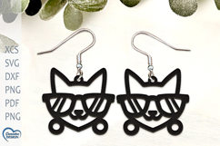 Cat Earrings Laser Cut. Laser Cut earrings SVG. Product Image 1