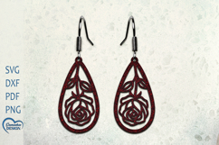 Flower Teadrop Earrings Laser Cut. Boho Earrings. Product Image 1