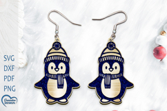 Christmas Earrings Laser Cut. Christmas penguin Laser Cut. Product Image 1
