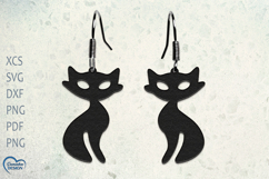 Halloween Cat Earrings Laser Cut. Cat Earrings Laser Cut. Product Image 1
