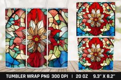 3D Floral Stained Glass Tumbler Sublimation Wrap Design Product Image 1