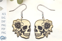 Flower Scull Earrings Laser Cut. Halloween Earrings. Product Image 1