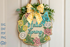 Spring door hanger Laser Cut. Welcome Door Sign SVG. Product Image 1