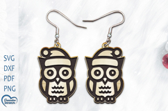 Christmas Earrings Laser Cut. Christmas owlLaser Cut. Product Image 1