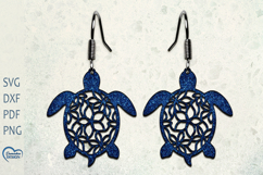Sea Turtle Earrings Laser Cut. Boho earrings SVG. Product Image 1