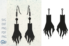 Halloween Earrings Laser Cut. Halloween Zombie hand SVG. Product Image 1