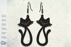 Cat Earrings Laser Cut. Cat Silhouette Laser Cut. Product Image 1