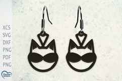 Cat Earrings Laser Cut. Laser Cut earrings SVG. Product Image 1