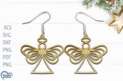 Christmas Earrings Laser Cut. Angel Wings Laser Cut. Product Image 1