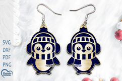 Christmas Earrings Laser Cut. Christmas penguin Laser Cut. Product Image 1