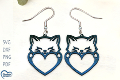 Cat Earrings Laser Cut. Laser Cut earrings SVG. Product Image 1