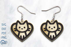 Cute Cat Earrings Laser Cut. Laser Cut earrings SVG. Product Image 1