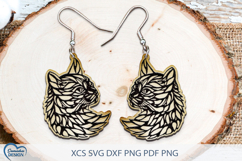 Cat Earrings Laser Cut. Cat Silhouette Laser Cut. Product Image 1