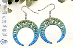 Celestial Moon Modern Earrings Laser Cut. Boho Earrings. Product Image 1