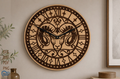 Aries Zodiac Wall clock laser cut. Clock face. Product Image 1