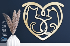 Valentine Cats SVG. Home Decor Lazer Cut. Valentine Wall Art Product Image 1