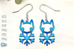 Christmas Earrings Laser Cut. Christmas Cat Laser Cut. Product Image 1