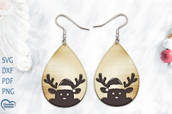 Christmas Earrings Laser Cut. Christmas Deer Laser Cut. Product Image 1