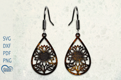 Sunflower Earrings Laser Cut. Boho Earrings. Product Image 1