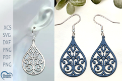 Flower Earrings Laser Cut. Laser Cut earrings SVG. Product Image 1
