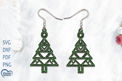Christmas Earrings Laser Cut. Christmas Tree Laser Cut. Product Image 1