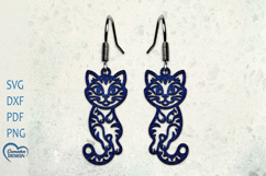 Cute Cat Earrings Laser Cut. Laser Cut earrings SVG. Product Image 1