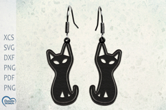 Cat Earrings Laser Cut. Laser Cut earrings SVG. Product Image 1