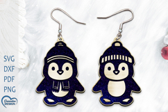 Christmas Earrings Laser Cut. Christmas penguin Laser Cut. Product Image 1
