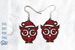 Christmas Earrings Laser Cut. Christmas owl Laser Cut. Product Image 1