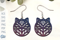 Cat Earrings Laser Cut. Laser Cut earrings SVG. Product Image 1