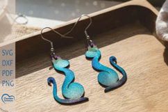 Cute Cat Earrings Laser Cut. Laser Cut earrings SVG. Product Image 1
