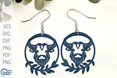 Highland Cow Earrings Laser Cut. Highland cow SVG File. Product Image 1