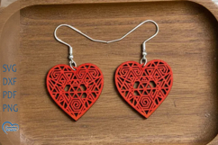 Heart Earrings Laser Cut. Boho Earrings Laser Cut. Product Image 1