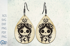 Halloween Earrings Laser Cut. Creepy Fiower doll. Product Image 1