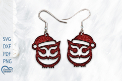 Christmas Earrings Laser Cut. Christmas owl Laser Cut. Product Image 1