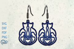 Cute Heart Cat Earrings Laser Cut. Laser Cut earrings SVG. Product Image 1