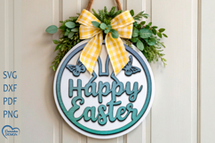 Easter door hanger Laser Cut. Welcome Door Sign SVG. Product Image 1
