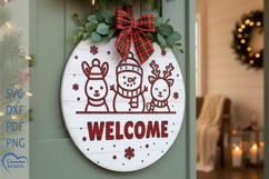Christmas door hanger Laser Cut. Welcome Door Sign SVG. Product Image 1