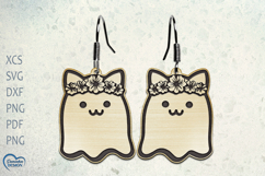 Earrings Laser Cut. Cat Ghost Laser Cut. Halloween Laser Cut Product Image 1